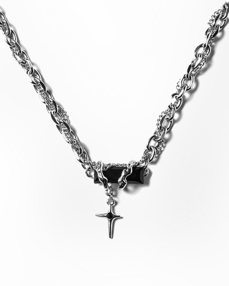 Black Stone Multi-layered Star Necklace