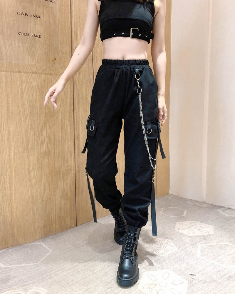 By Your Side Chained Cyberpunk Cargo Pants