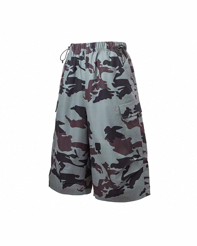 Vintage Unisex Camo Beach Cargo Hiking Shorts