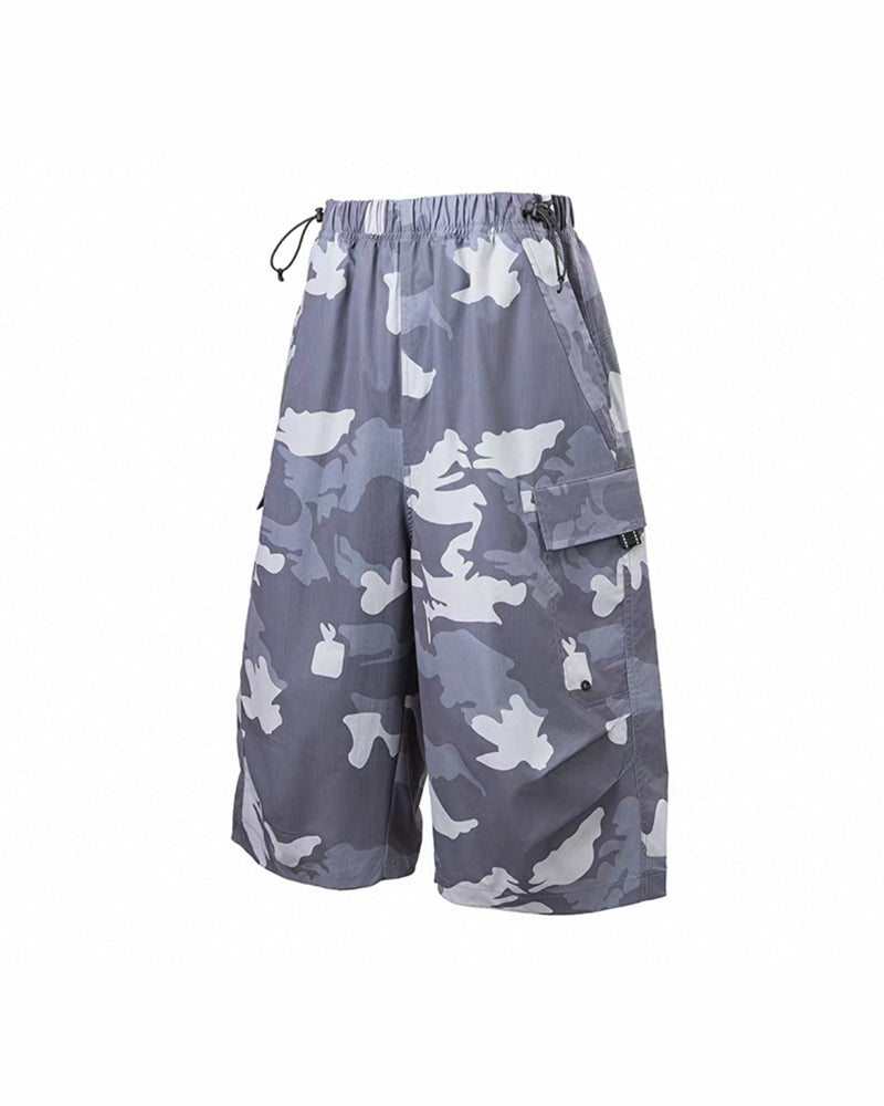 Vintage Unisex Camo Beach Cargo Hiking Shorts