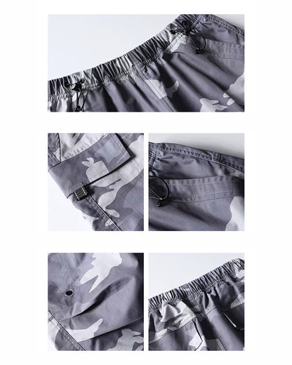 Vintage Unisex Camo Beach Cargo Hiking Shorts