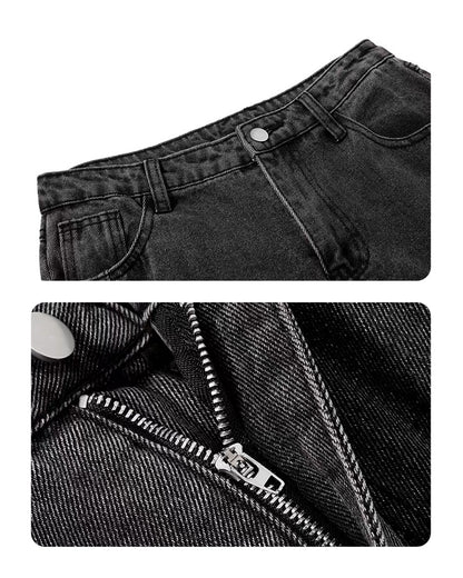 Multi-Pocket Wide-Leg Cargo Y2K Jeans