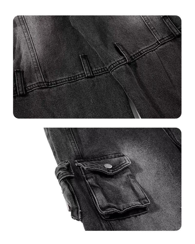 Multi-Pocket Wide-Leg Cargo Y2K Jeans