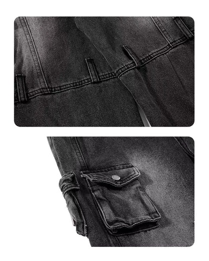 Multi-Pocket Wide-Leg Cargo Y2K Jeans