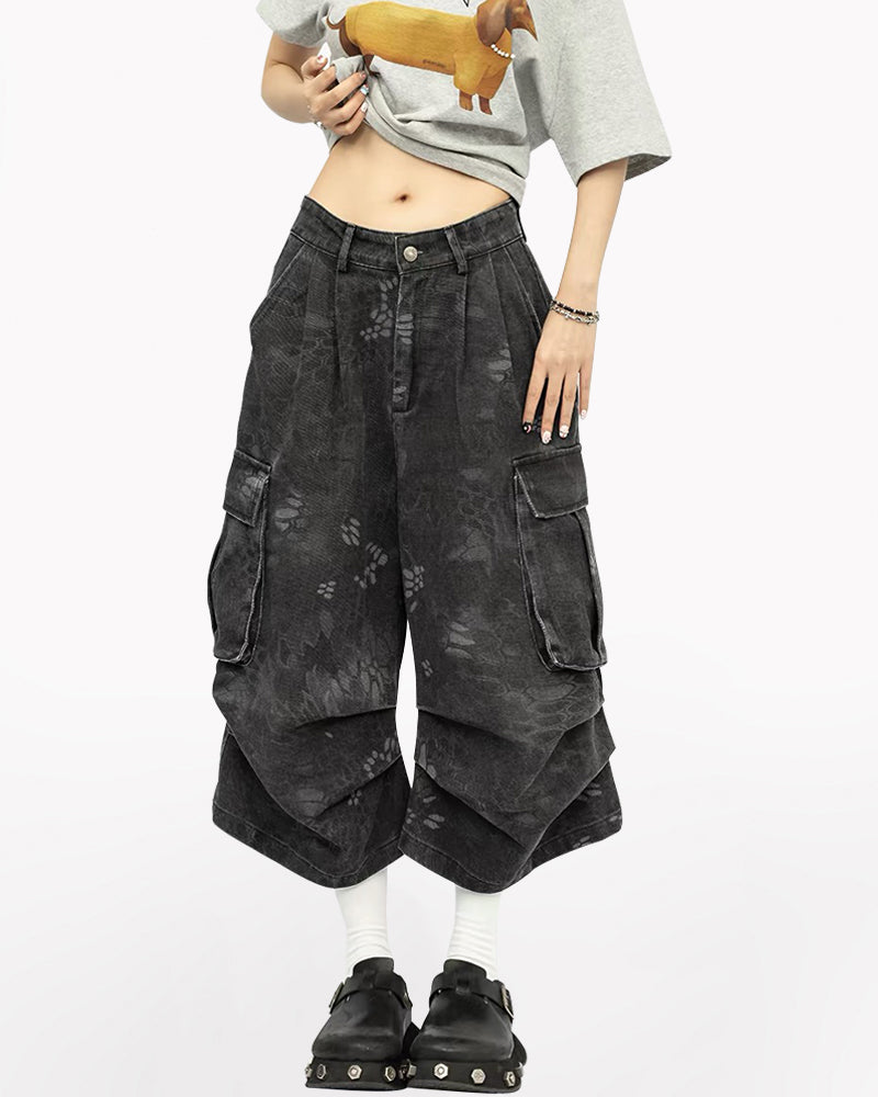 Vintage Snakeskin Camo Baggy Cargo Jorts