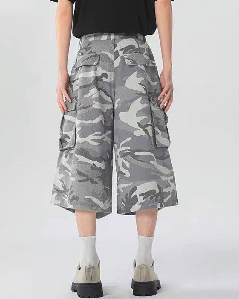 Unisex Multi-Pocket Camo Cargo Jorts
