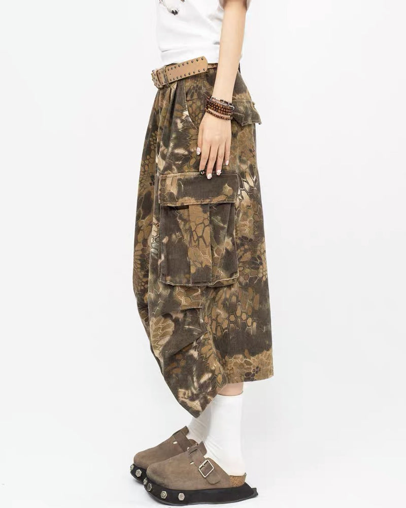 Vintage Snakeskin Camo Baggy Cargo Jorts