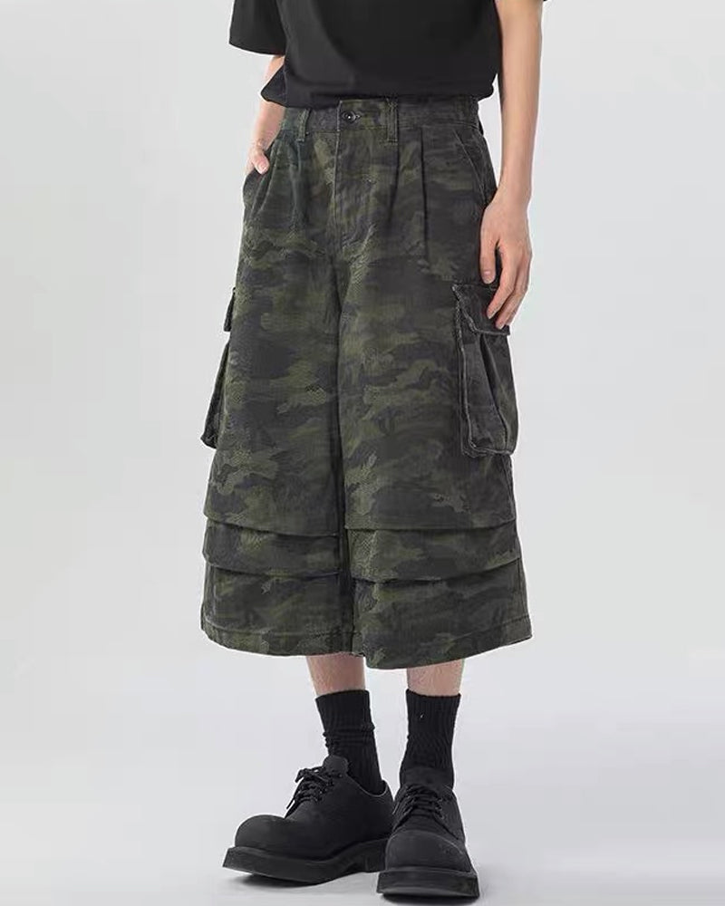 Unisex Multi-Pocket Camo Cargo Jorts