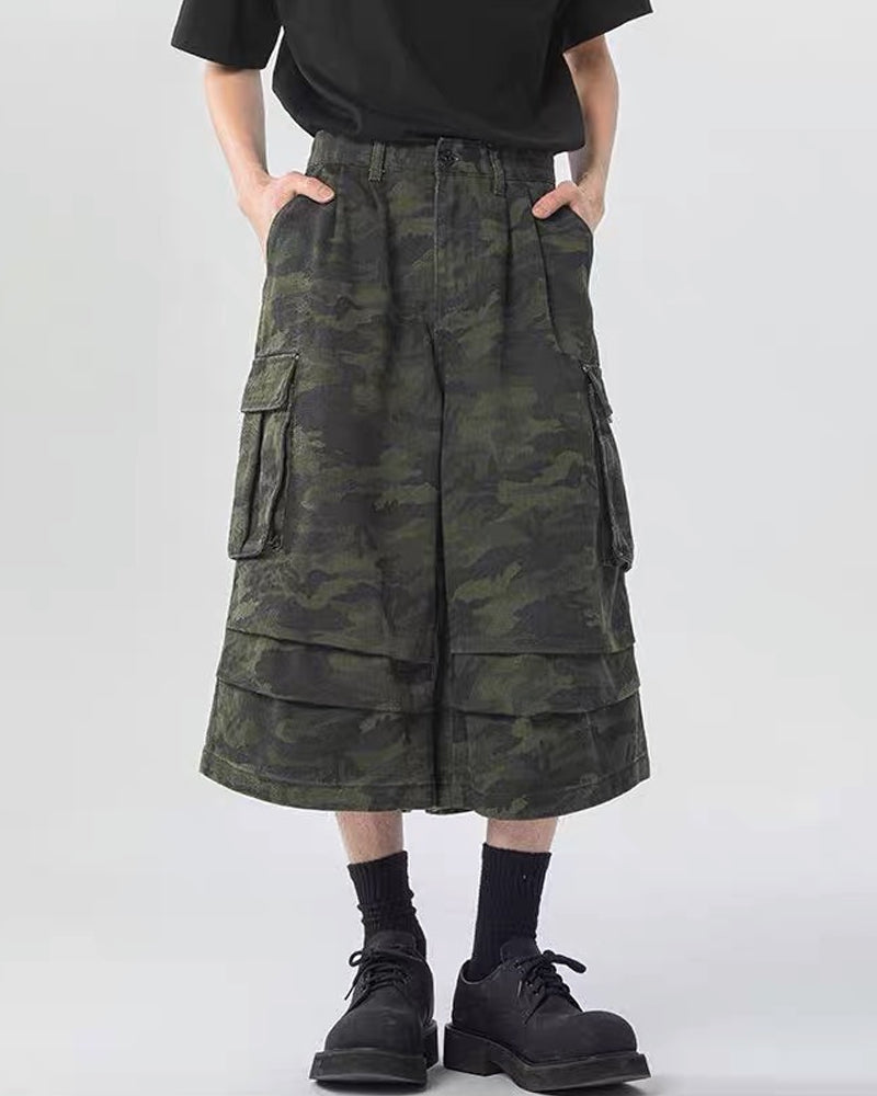 Unisex Multi-Pocket Camo Cargo Jorts