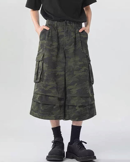 Unisex Multi-Pocket Camo Cargo Jorts