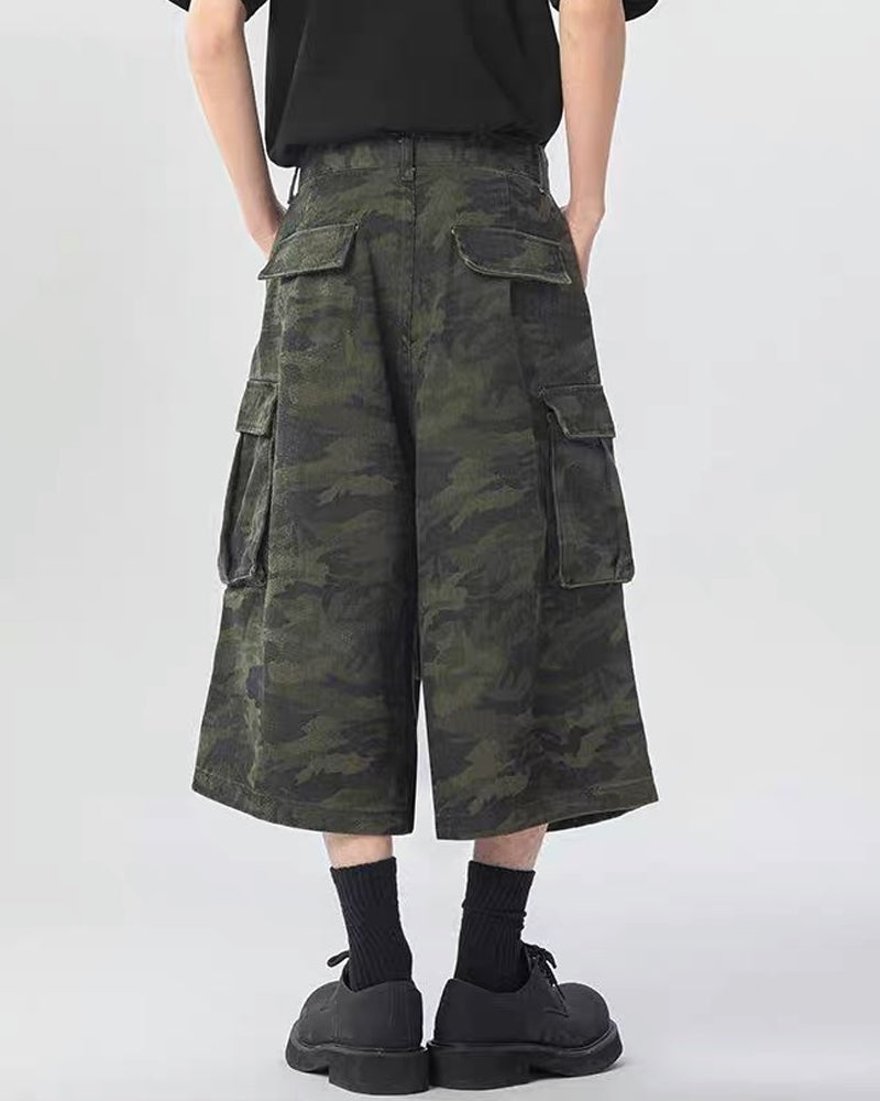 Unisex Multi-Pocket Camo Cargo Jorts