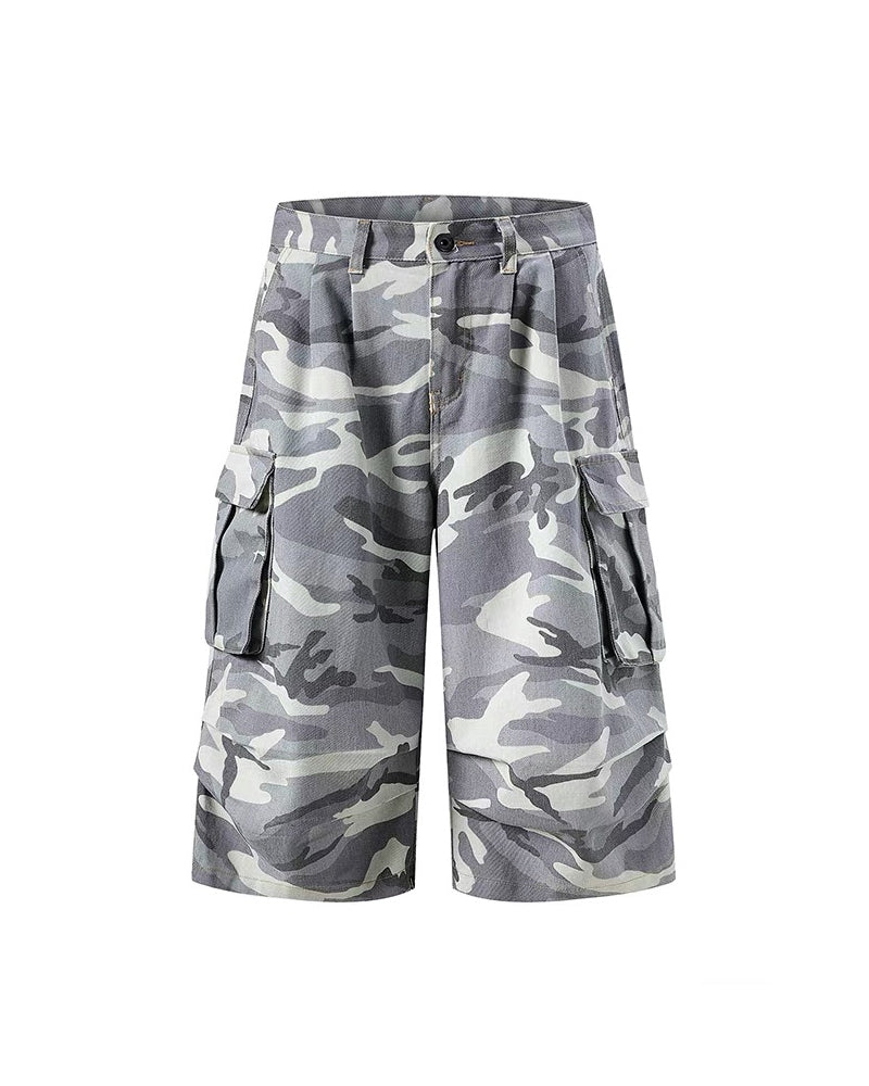 Unisex Multi-Pocket Camo Cargo Jorts