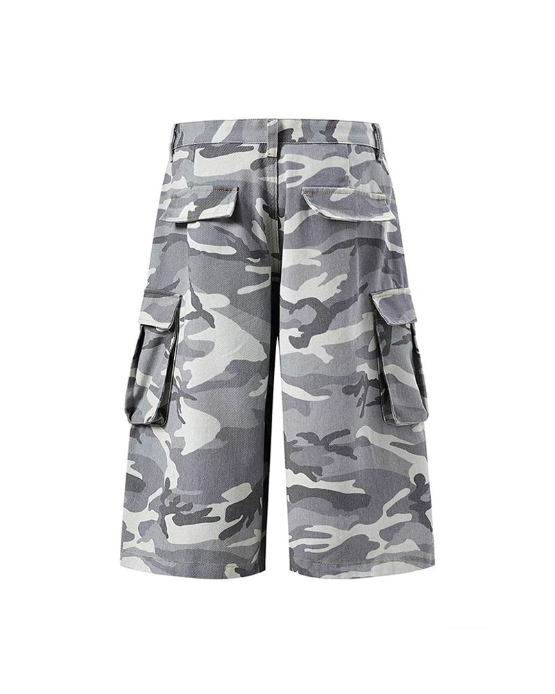 Unisex Multi-Pocket Camo Cargo Jorts