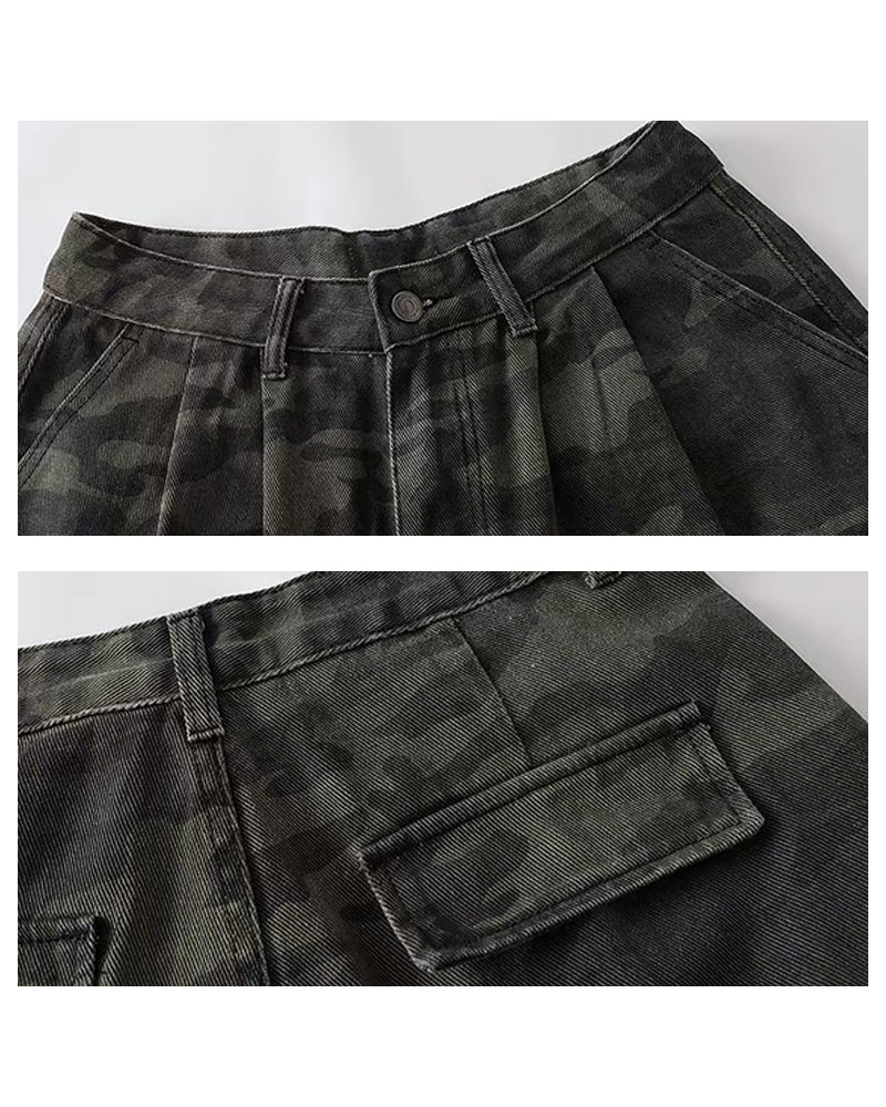 Unisex Multi-Pocket Camo Cargo Jorts