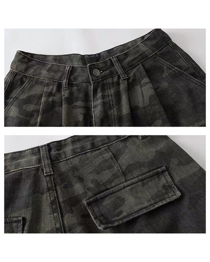Unisex Multi-Pocket Camo Cargo Jorts