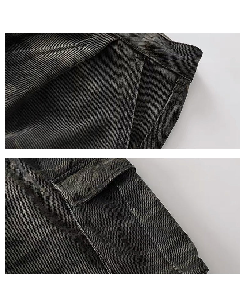 Unisex Multi-Pocket Camo Cargo Jorts