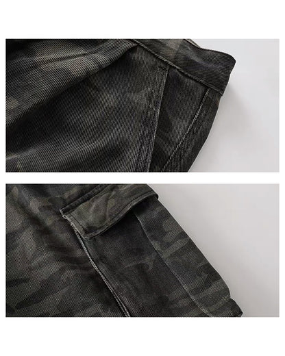 Unisex Multi-Pocket Camo Cargo Jorts