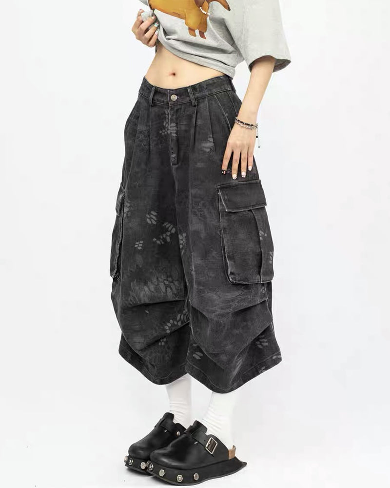 Vintage Snakeskin Camo Baggy Cargo Jorts