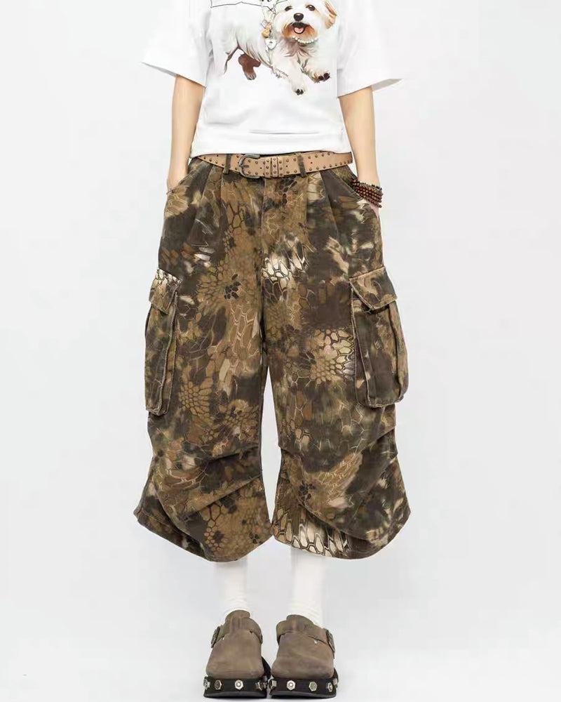 Vintage Snakeskin Camo Baggy Cargo Jorts
