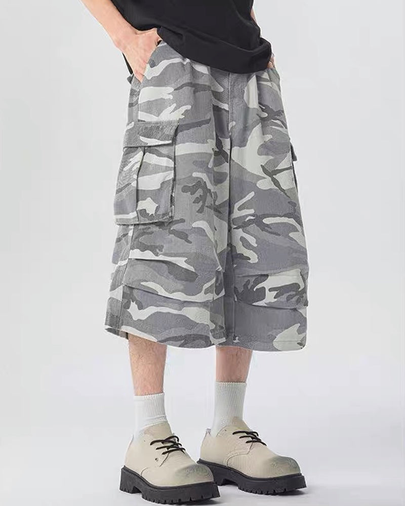 Unisex Multi-Pocket Camo Cargo Jorts