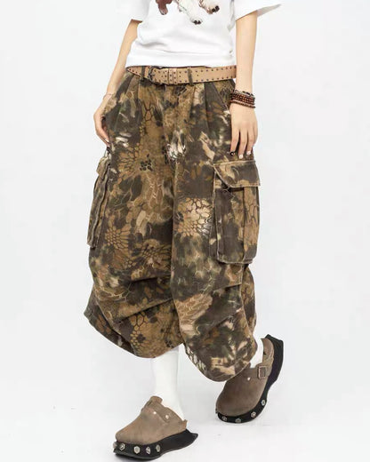 Vintage Snakeskin Camo Baggy Cargo Jorts