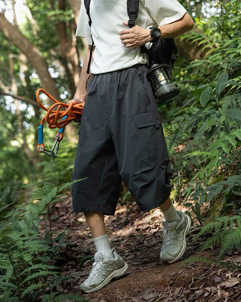 Vintage Unisex Camo Beach Cargo Hiking Shorts