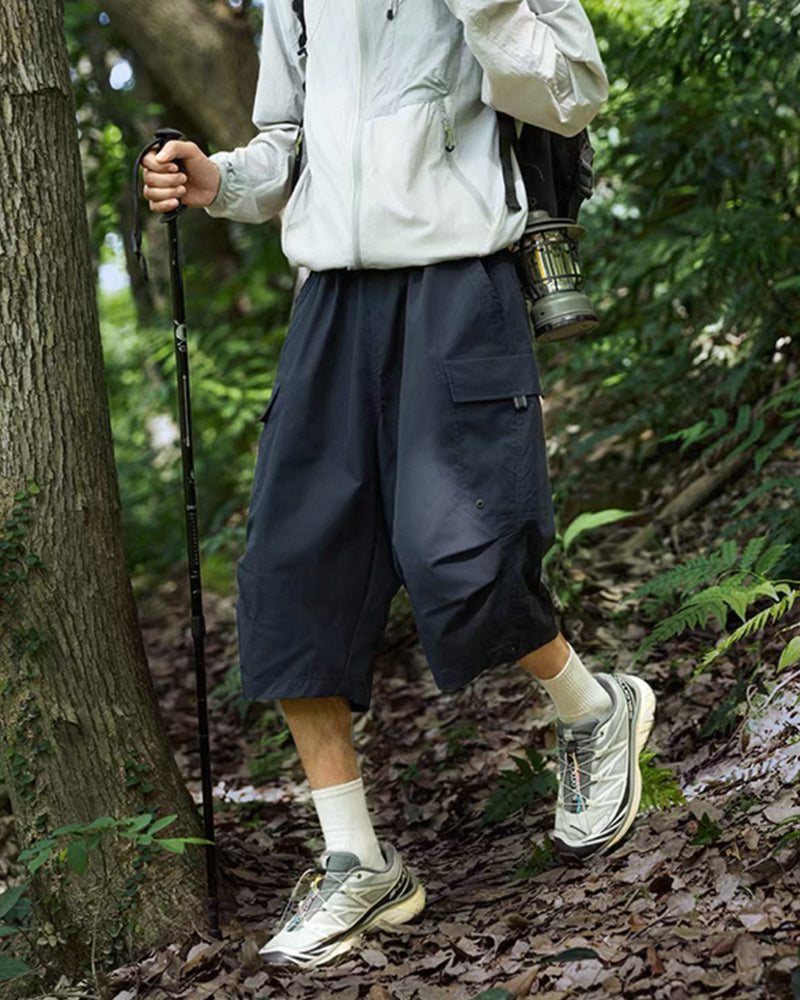 Vintage Unisex Camo Beach Cargo Hiking Shorts