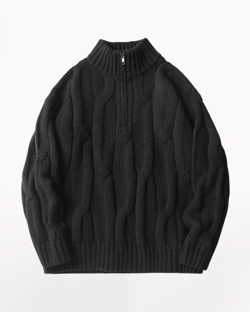 Chunky Cable-Knit Retro Turtleneck Sweater