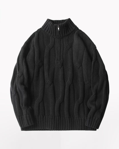 Chunky Cable-Knit Retro Turtleneck Sweater