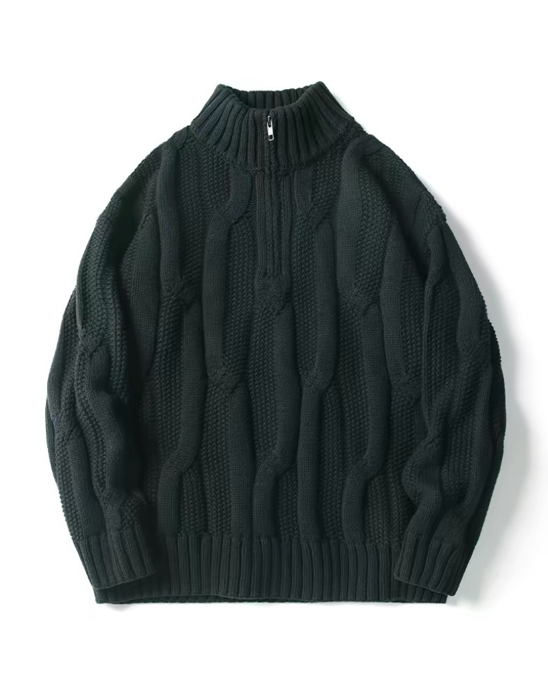 Chunky Cable-Knit Retro Turtleneck Sweater