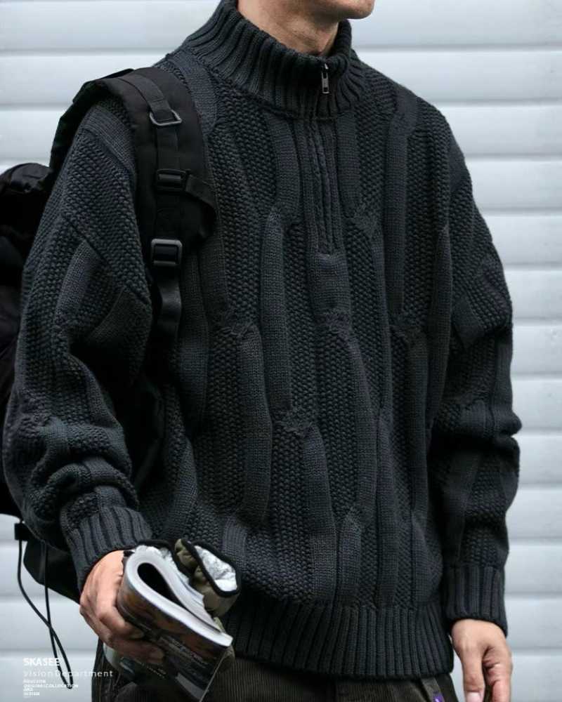 Chunky Cable-Knit Retro Turtleneck Sweater