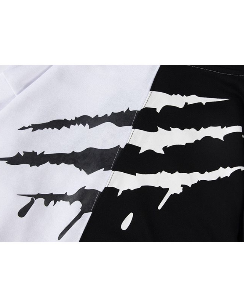 Techwear Claw Marks Black and White Hoodie