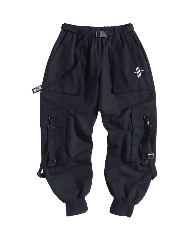 Techwear Street Style Black Cargo Pants
