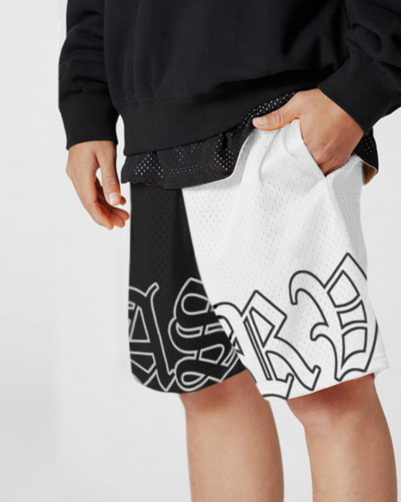 Color-Blocking Mesh Mens Sweat Shorts