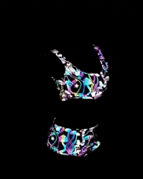 Colorful Reflective Rave Party Shiny Bikini Set