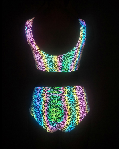 Colorful Reflective Rave Party Shiny Bikini Set