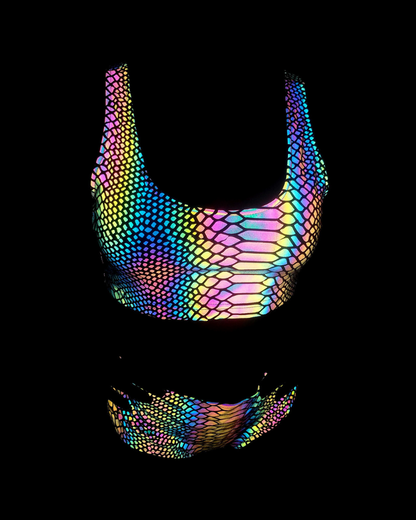 Colorful Reflective Rave Party Shiny Bikini Set