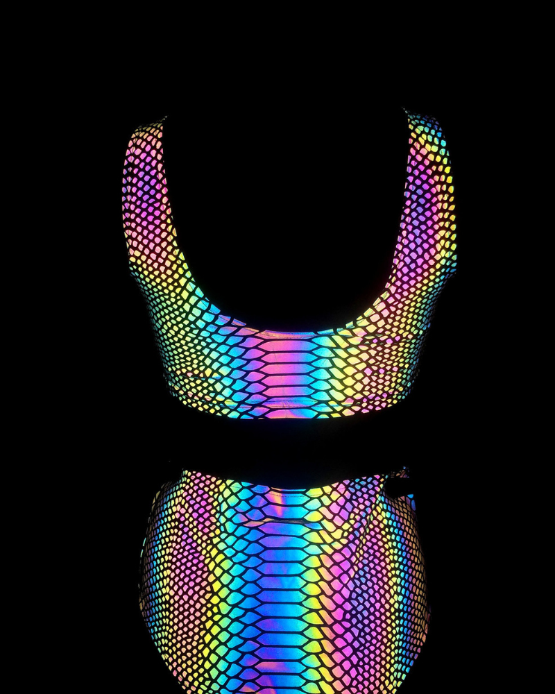 Colorful Reflective Rave Party Shiny Bikini Set