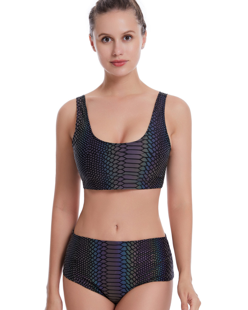 Colorful Reflective Rave Party Shiny Bikini Set
