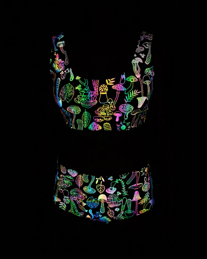 Colorful Reflective Rave Party Shiny Bikini Set