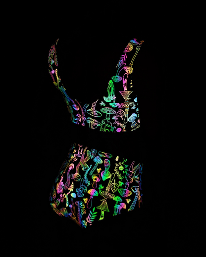 Colorful Reflective Rave Party Shiny Bikini Set