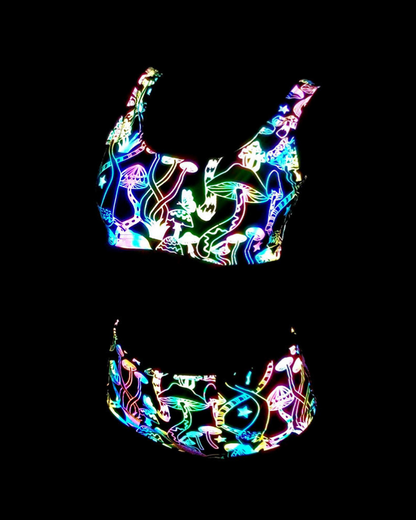 Colorful Reflective Rave Party Shiny Bikini Set