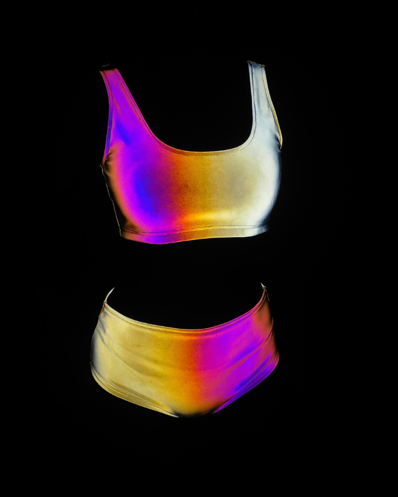 Colorful Reflective Rave Party Shiny Bikini Set