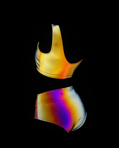 Colorful Reflective Rave Party Shiny Bikini Set