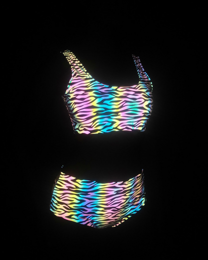 Colorful Reflective Rave Party Shiny Bikini Set