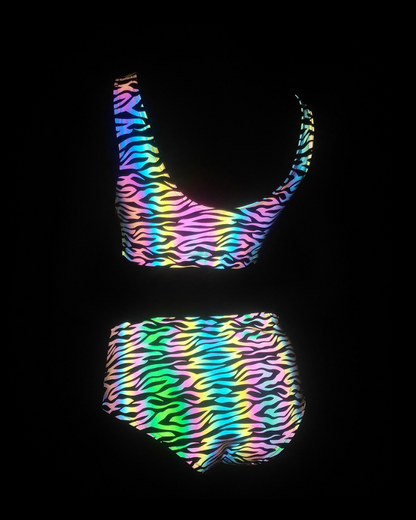 Colorful Reflective Rave Party Shiny Bikini Set