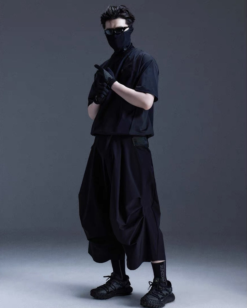 Japanese Techwear Curved Wide Pants