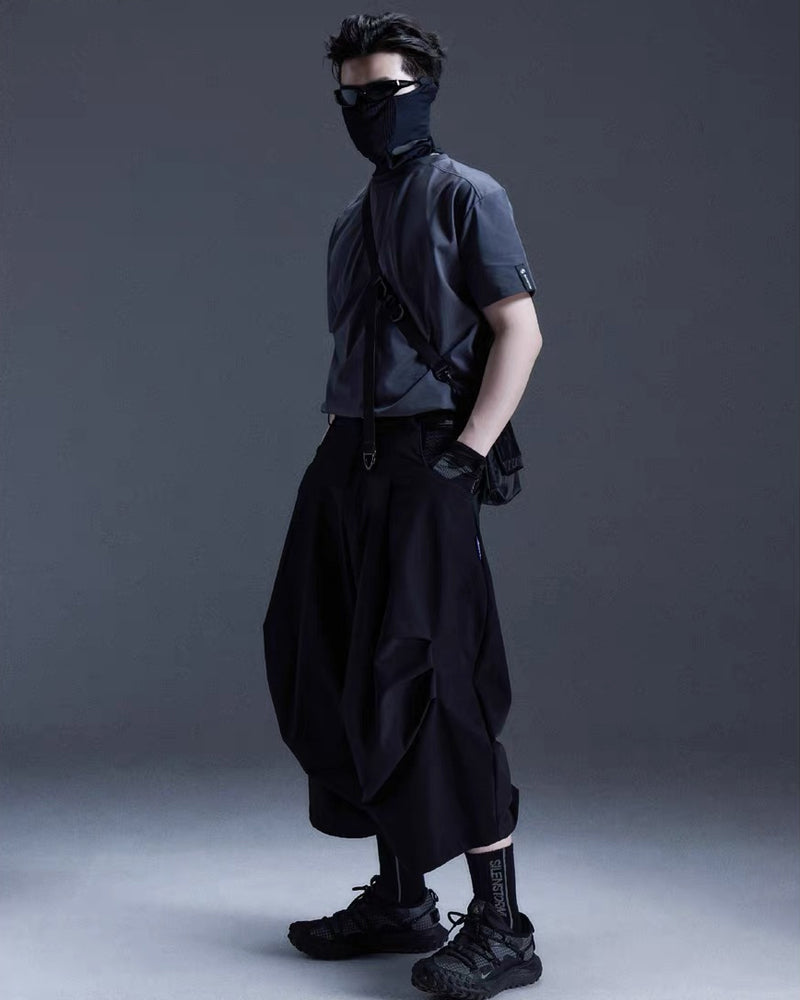 Japanese Techwear Curved Wide Pants