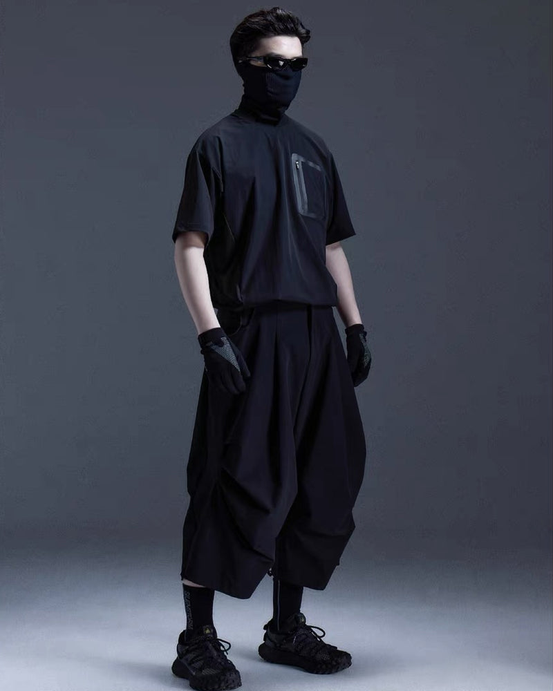 Japanese Techwear Curved Wide Pants