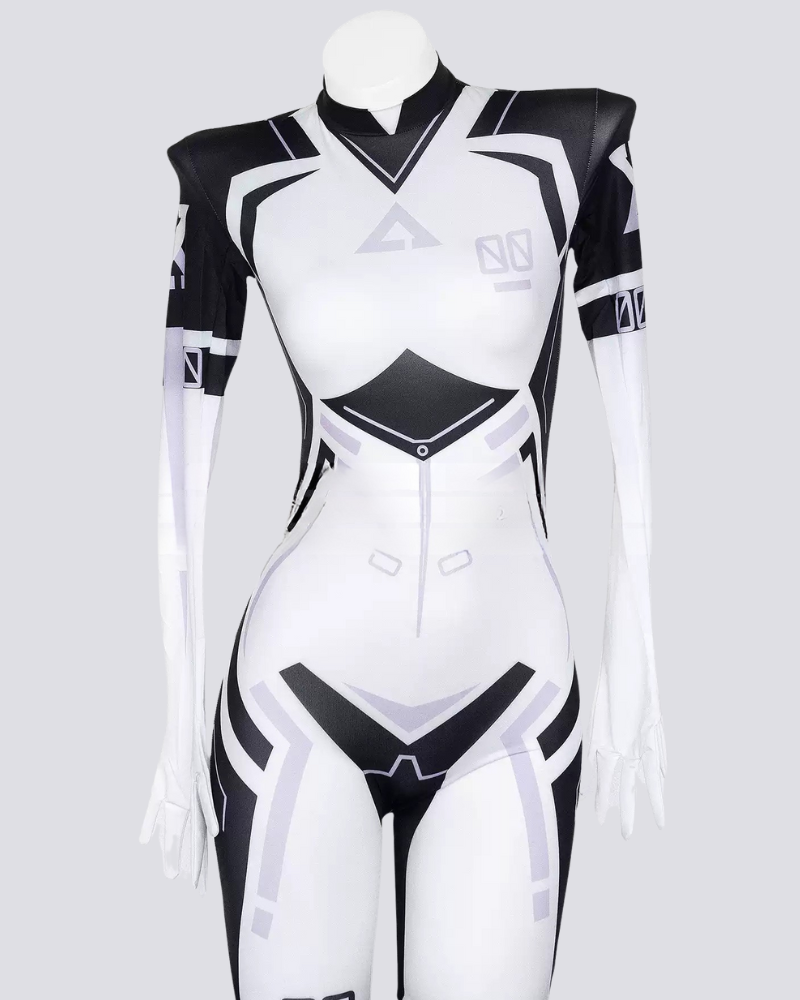Cyber-Mechanical Full-Body Punk Cosplay Bodysuit